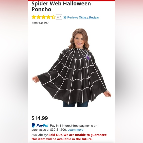 Spider Web Halloween Poncho, one size, embroidered purple spide. - Picture 9 of 9